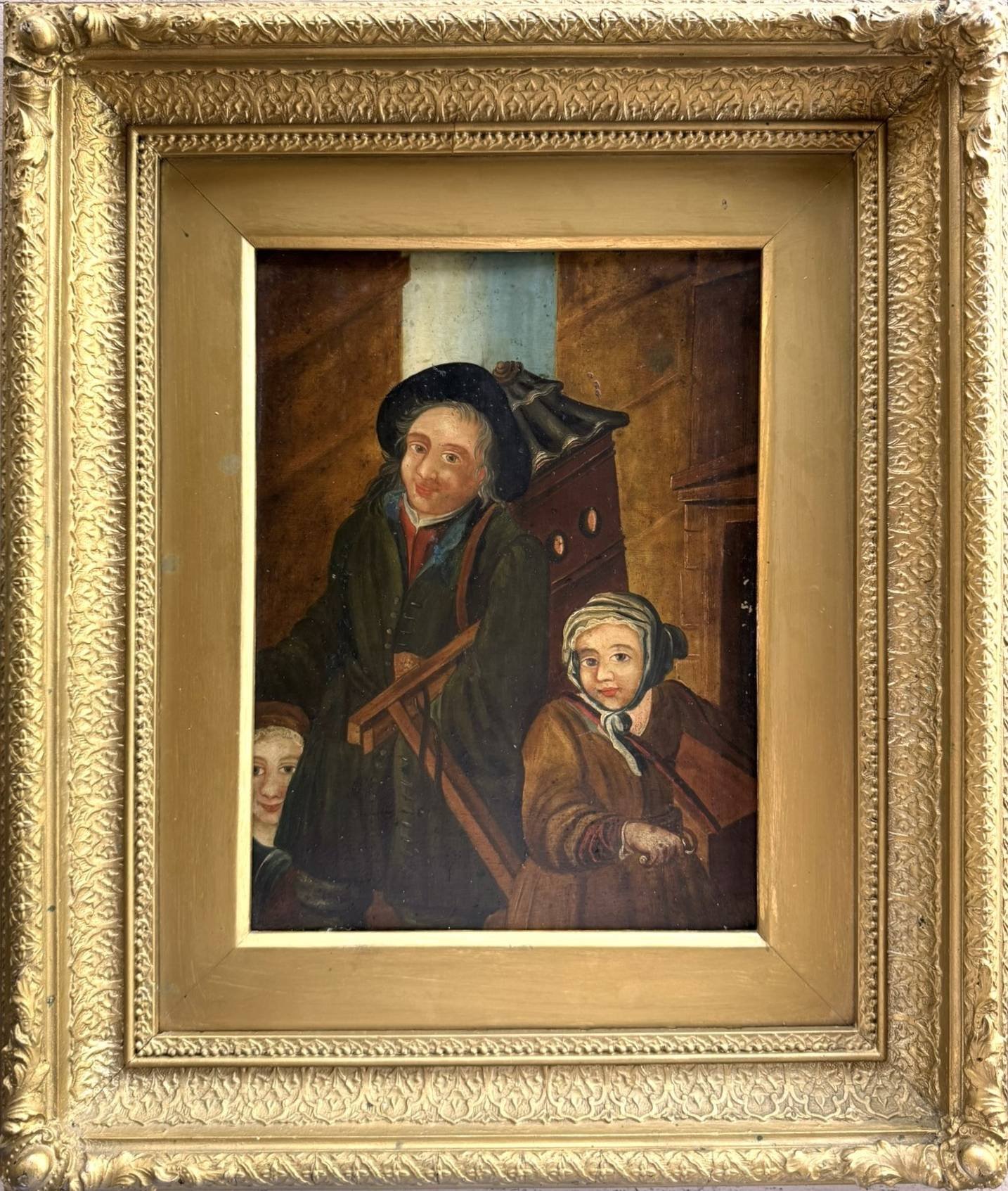 The Wandering Street Musician – Rare Oil on Metal Painting – Late 17th / Early 18th Century
